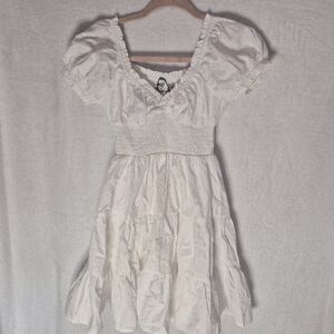 NWT PacSun Princess Polly White Puff Sleeve Mini Dress Size 0 (Has Stains)